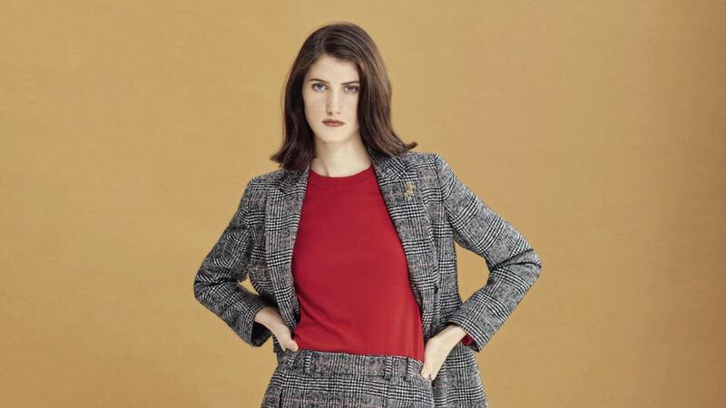 Hobbs Lorelai Jacket, &pound;199, and Trousers, &pound;149; Penny Sweater, &pound;69; Ada Boots, &pound;189, all Hobbs 