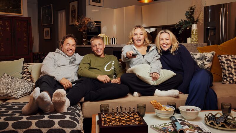 Stephen Graham, Hannah Walters, and their children Grace and Alfie (Tom Barnes/Channel 4/PA)