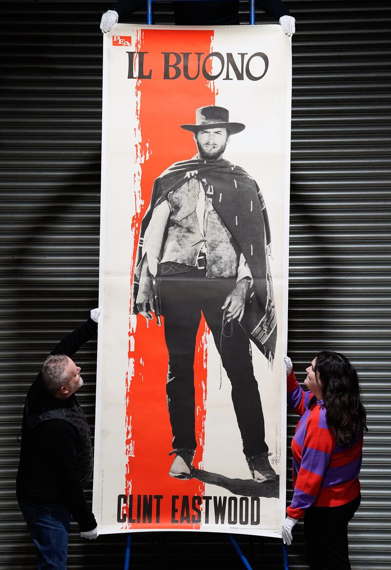 Clint Eastwood’s character on one of three linen-backed Rome premiere character panels, from The Good, The Bad And The Ugly