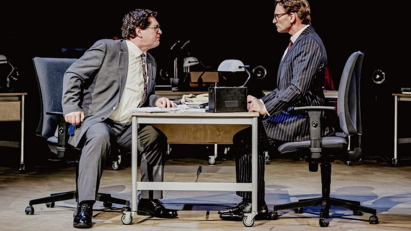 As the Good Friday Agreement heads towards its 25th anniversary, John Hume (played by Dan Gordon) and David Trimble (Patrick O&#39;Kane) talk it out in Owen McCafferty&rsquo;s masterful play Agreement at the Lyric Theatre, Belfast 