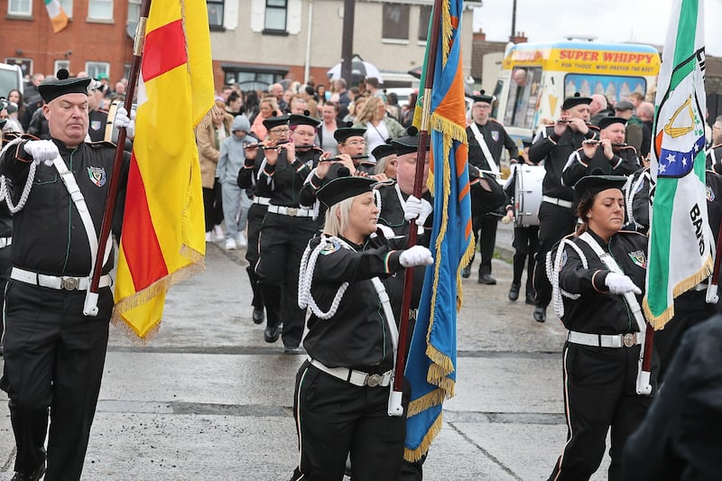 Several republican flute bands took part in Monday's north Belfast Easter commemoration parade. Picture by Hugh Russell