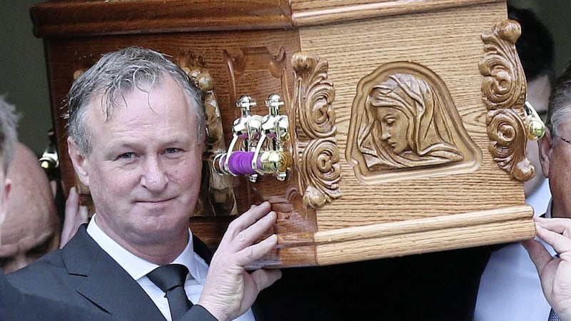 Northern Ireland football manager Michael O&#39;Neill at the funeral of his mother Patricia in Ballymena, Co Antrim. Picture by Stephen Davison 