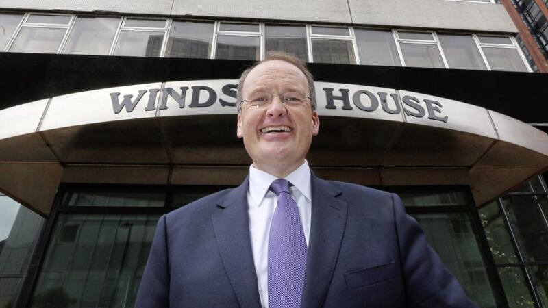 Howard Hastings pictured yesterday outside Windsor House in Belfast before its transformation into the Grand Central Hotel. Picture by Hugh Russell 