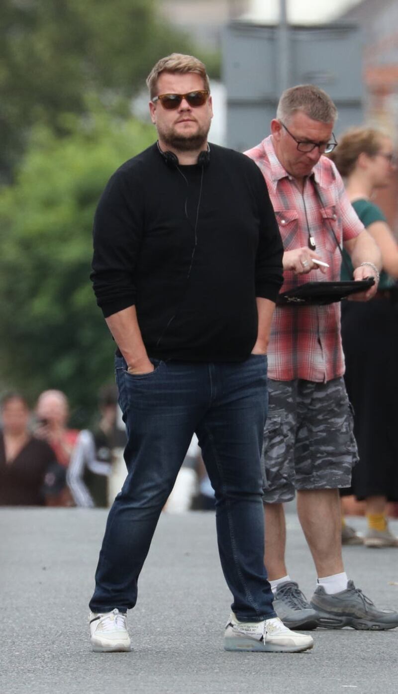 James Corden during filming for the Gavin and Stacey Christmas special