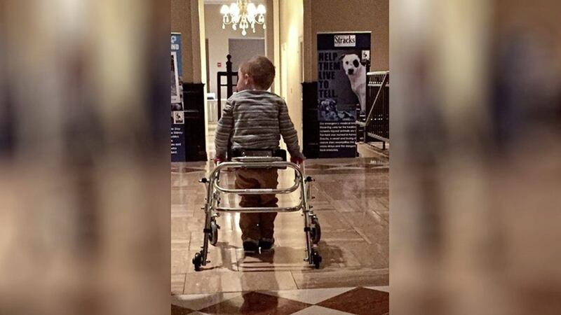 Little Cavan O&#39;Neill has taken his first steps following treatment in the United States 