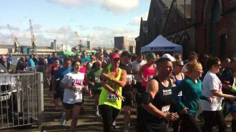 Runners in the Titanic half marathon on Sunday, which has been criticised for poor organisation 