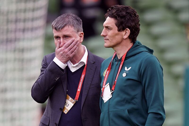 Republic of Ireland manager Stephen Kenny (left) was disappointed with his team's performance in Greece