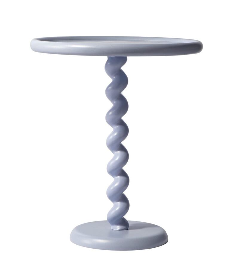 Light Blue Twister Side Table, Rose and Grey
