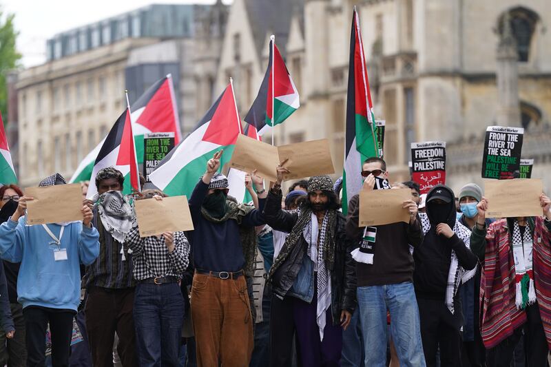 Students staged a march as part of their calls for a Gaza ceasefire at Cambridge University on Tuesday