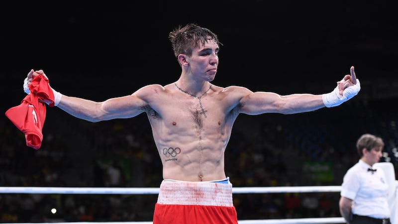 Michael Conlan famously flashed the middle finger to ringside judges following his controversial defeat to Vladimir Nikitin at the 2016 Olympic Games. Picture by PA