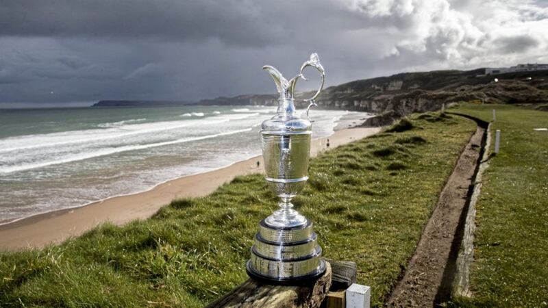 The Claret Jug at Royal Portrush Golf Club, where The Open takes place in July. Picture by Liam McBurney/PA Wire 
