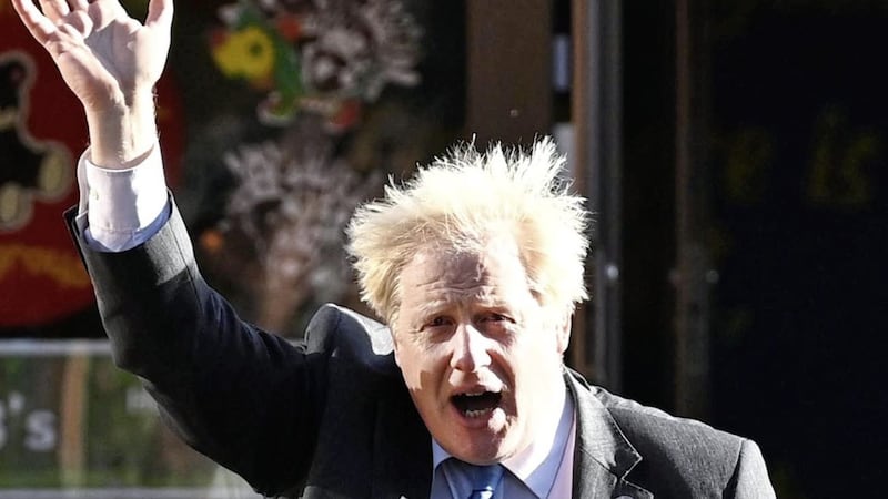 British Prime Minister Boris Johnson during a visit to Crumlin, Co Antrim last month. Photo: Colm Lenaghan/Pacemaker. 