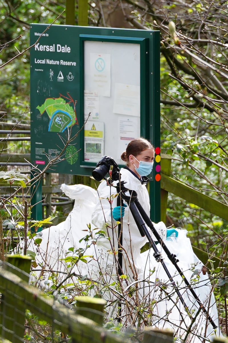 Forensic officers at Kersal Dale, near Salford