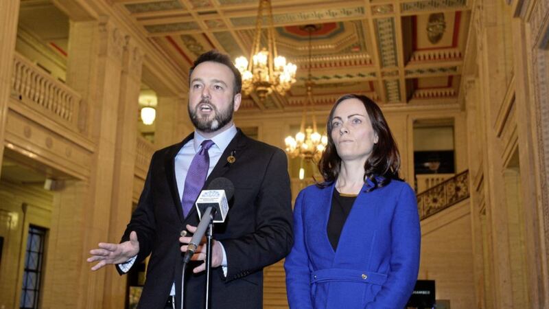 Colum Eastwood and Nichola Mallon are among the MLAs endorsing a partnership with Fianna F&aacute;il. Picture by Colm Lenaghan/Pacemaker Press 