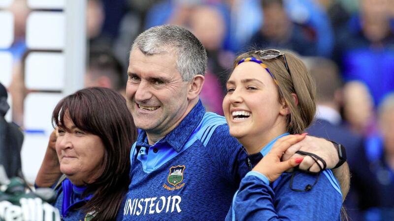 Tipperary boss Liam Sheedy celebrates with family after yesterday&#39;s All-Ireland final win over Kilkenny. Picture by Philip Walsh 