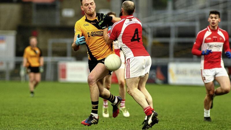 Frank Burns top scored for Pomeroy in their win over Clonoe on Tuesday night Picture by Seamus Loughran 