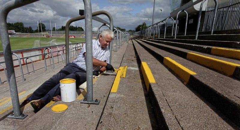 Martin McCarron helping out at Healy Park, Omagh  ahead of Saturday&#39;s big game. Picture by Ann McManus 