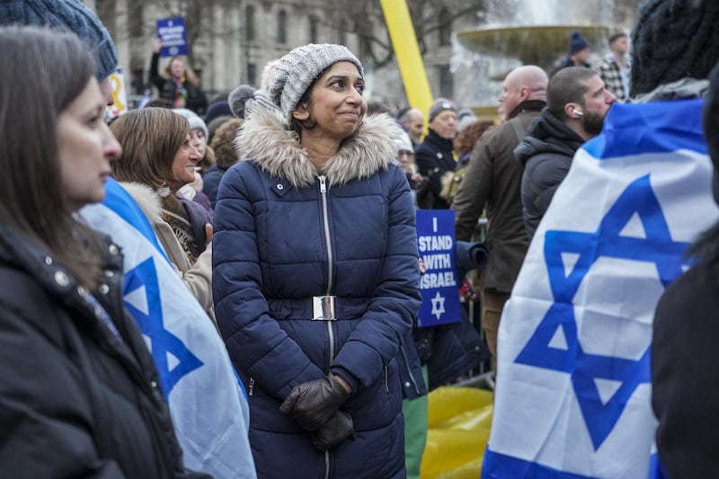 Former home secretary Suella Braverman said ‘flagrantly antisemitic’ protesters were being ‘waved on’ by the Met