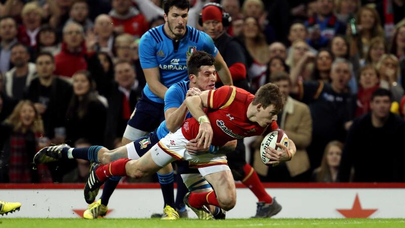 Wales' Liam Williams goes over for the sixth try against Italy at the Principality Stadium in Cardiff on Saturday<br />Picture by PA&nbsp;