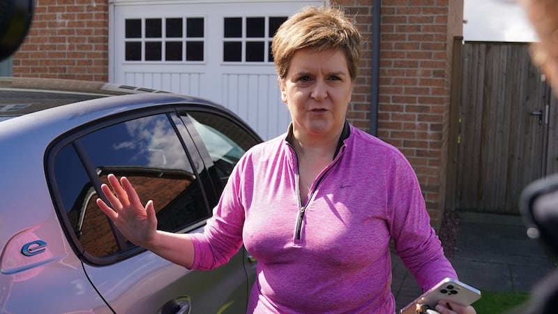 Former first minister of Scotland Nicola Sturgeon spoke briefly after her husband was charged by police