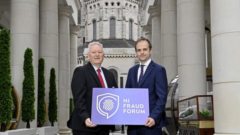 Bill McCluggage, chairman of the NI Fraud Forum, and Matthew Howse from law firm Eversheds Sutherland 