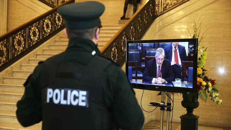 Peter Robinson appeared before Stormont&#39;s finance committee last year. Picture by Hugh Russell 