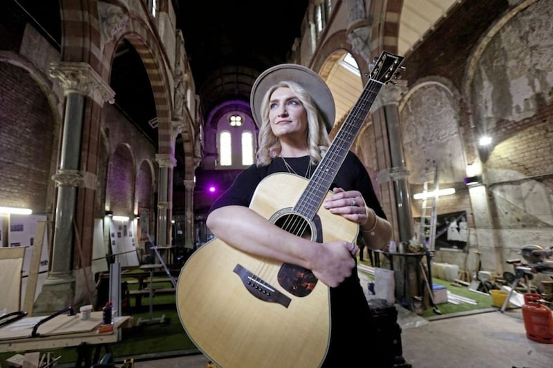Amanda St John was among the performers at St Joseph&#39;s for the Sailortown Regeneration St Patrick&#39;s Day live-streamed event. The deconsecrated church is now at the heart of the community-led Sailortown revival. Picture by Hugh Russell. 