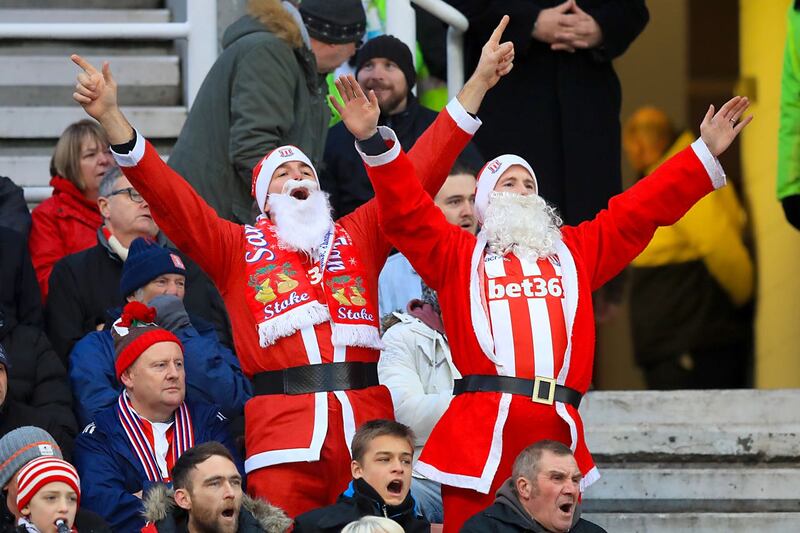 Stoke fans dressed as Santa