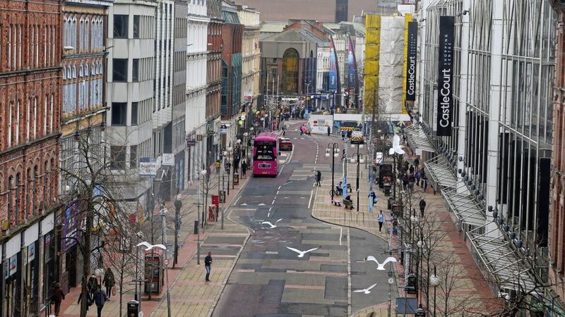 Belfast&#39;s Royal Avenue, where footfall went up by nearly 50 per cent in early October, boosted by the opening of the new Ulster University campus and the presence of 15,000 students. Picture Mal McCann 