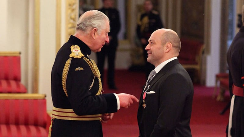 Rory Best is made an OBE by Prince Charles during an Investiture ceremony at Buckingham Palace, London&nbsp;