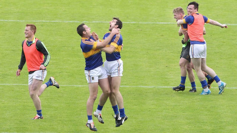 &nbsp;Tipperary celebrate on the final whistle after beating Derry during the All Ireland Round Four Qualifier last weekend<br />Picture by Margaret McLaughlin