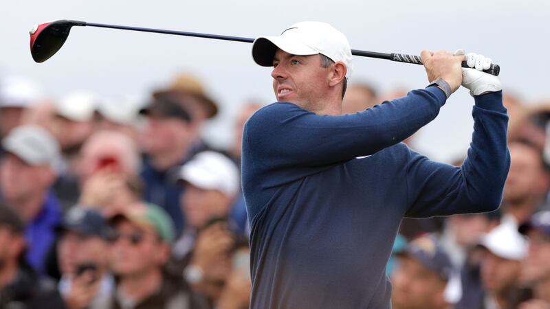 Rory McIlroy teed off on the 11th during day two of the Genesis Scottish Open at the Renaissance Club (Steve Welsh/PA)