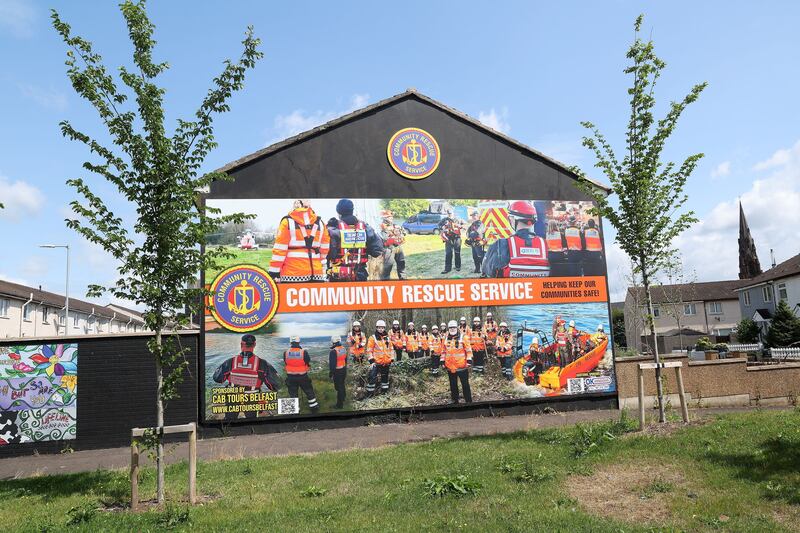 A mural dedicated to the Community Rescue Service in the Shankill area in Belfast. Picture by Mal McCann