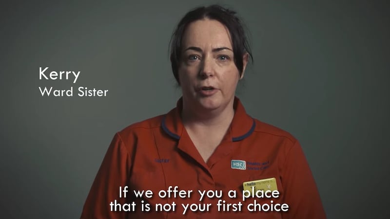 Screen grab of video issued by Belfast Trust 