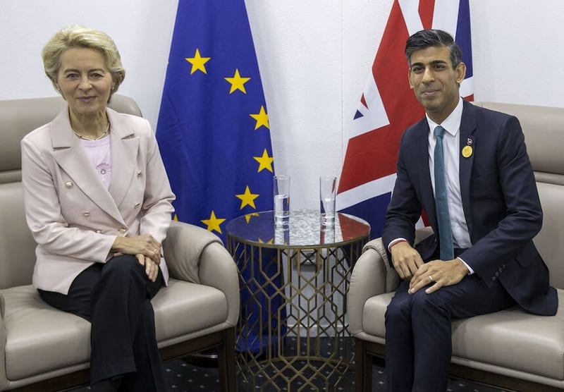 Rishi Sunak is set to meet with Ursula von der Leyen for talks on the Northern Ireland Protocol (Steve Reigate/Daily Express/PA)