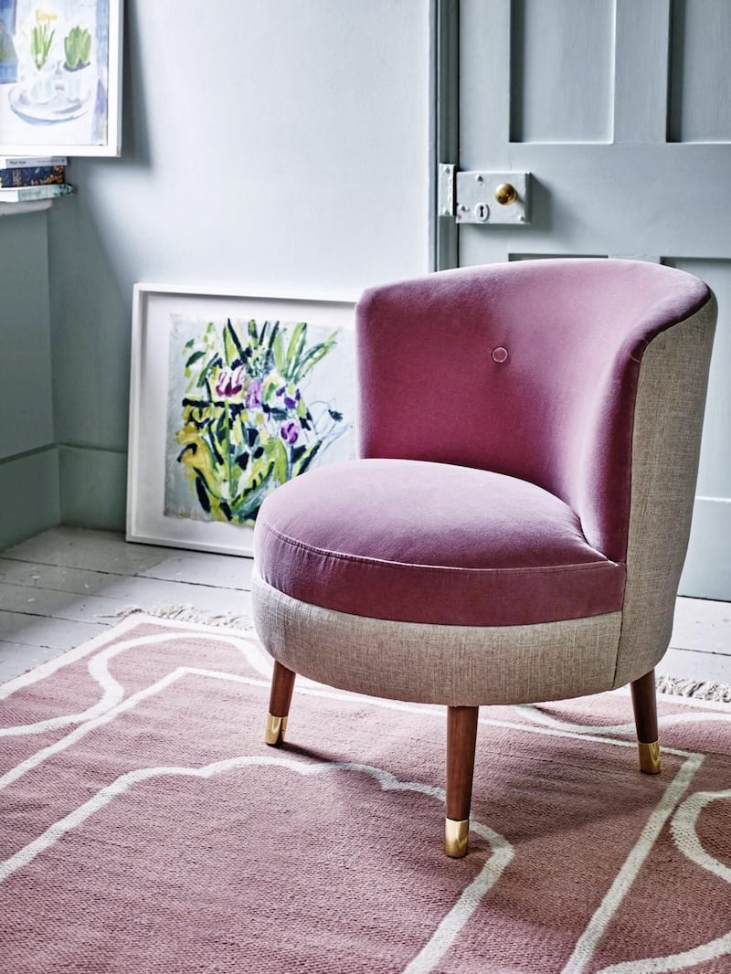 Ola Dusty Pink Velvet Tub Chair, Oliver Bonas