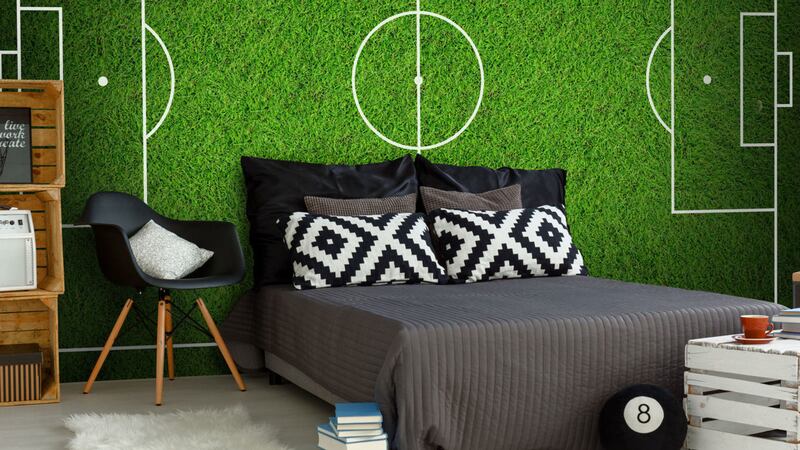 &nbsp;Football Pitch Wall Mural, from &pound;30 per square metre, Wallsauce.