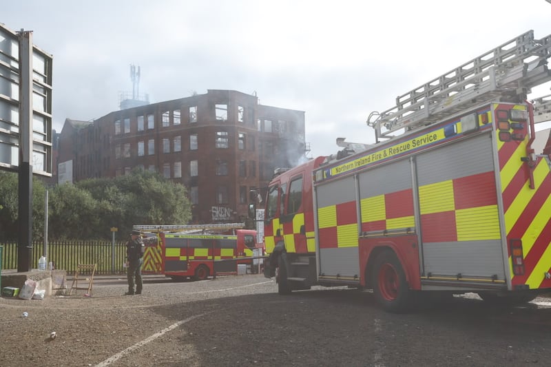 The fire broke out early this morning at Samuel Street in Belfast city centre. Picture by Mal McCann