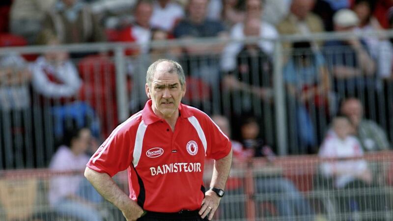 Mickey Harte in Drogheda in 2008, helping Tyrone beat Louth en route to a third All-Ireland for the Red Hands. 