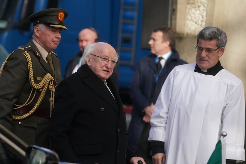 President Michael D Higgins arrives for the state funeral
