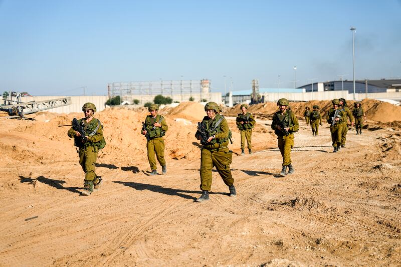 Israeli soldiers are seen during a ground operation in the northern Gaza Strip on Friday (Ariel Schalit/AP)