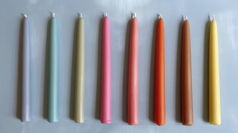 Fairholme Studio Bright Rainbow Taper Candles Set of Eight, &pound;35, available from Liberty London. 