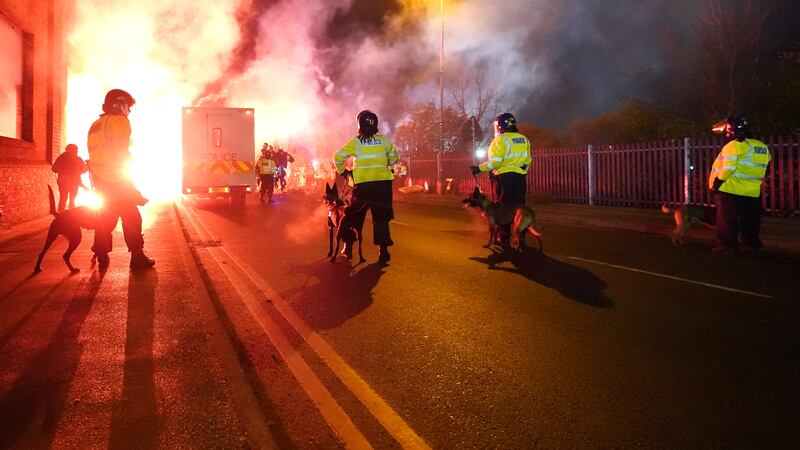 Police officers clashed with fans near Villa Park