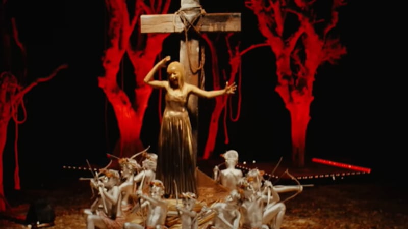 A still from the video for 1994's Zombie by The Cranberries, featuring singer Dolores O'Riordan