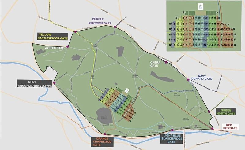 The World Meeting of Families released a map displaying colour coded routes through Phoenix Park for the Pope&#39;s closing mass 