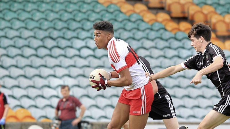 Callum Brown showed flashes of his amazing potential during Derry&#39;s All-Ireland charge in 2017 - and never moreso than when brought from the bench at half-time of the final defeat to Kerry. Picture by Margaret McLaughlin 