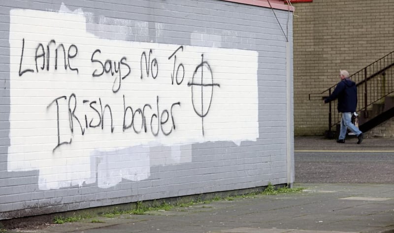 Graffiti in Larne protesting against the Irish Sea border 