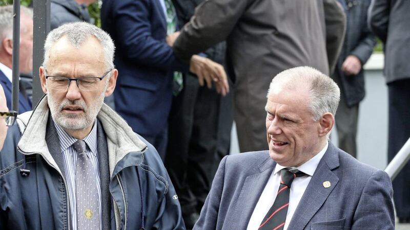 GAA President Larry McCarthy and Ulster GAA chief executive Brian McAvoy. <br />Picture by Mal McCann