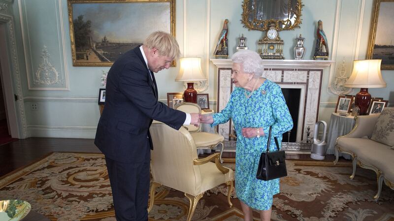 Queen Elizabeth II inviting Boris Johnson to become prime minister and form a new government during an audience in Buckingham Palace. Mr Johnson will seek an extended suspension of Parliament ahead of a Queen's Speech on October 14 in a move which would hamper efforts by MPs to thwart a no-deal Brexit&nbsp;