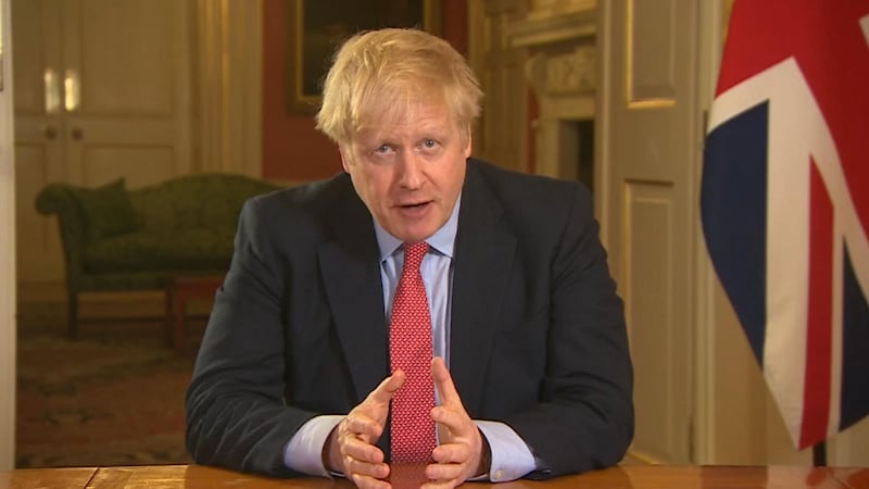 &nbsp;Screen grab of Prime Minister Boris Johnson addressing the nation from 10 Downing Street, London, as he placed the UK on lockdown as the Government seeks to stop the spread of coronavirus (COVID-19).